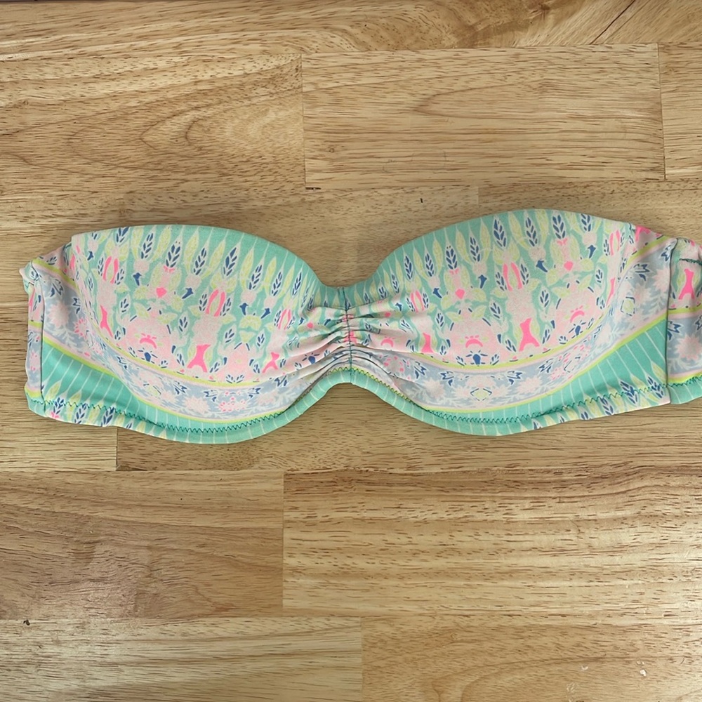 Victorias Secret 34 B Pre-Loved Bikini Top Colorful Vibrant Hot Pink Strapless